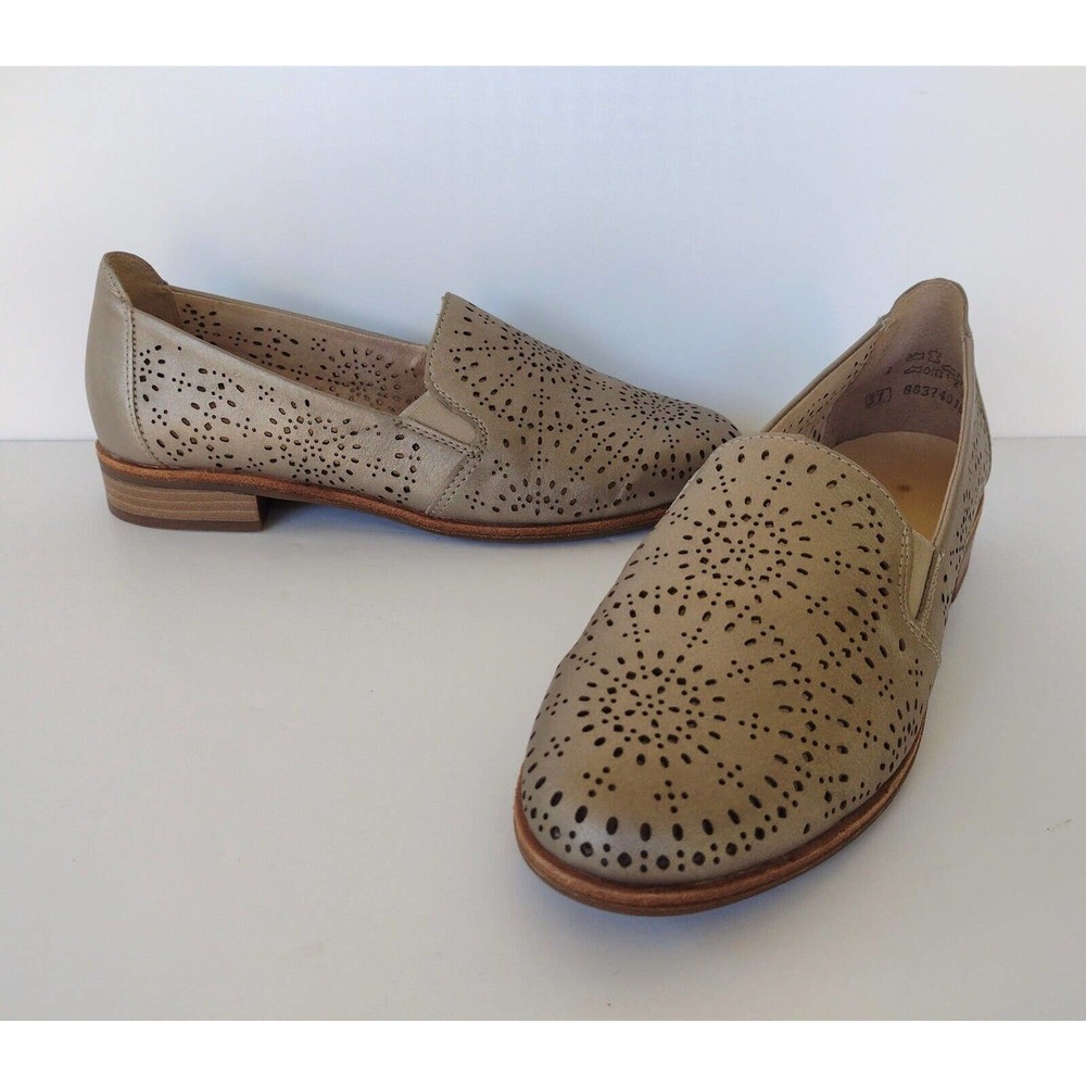 Remonte Womens Bronze Gold Lazer Cut Out Slip on Loafer Flats Size 37 or US 7.5